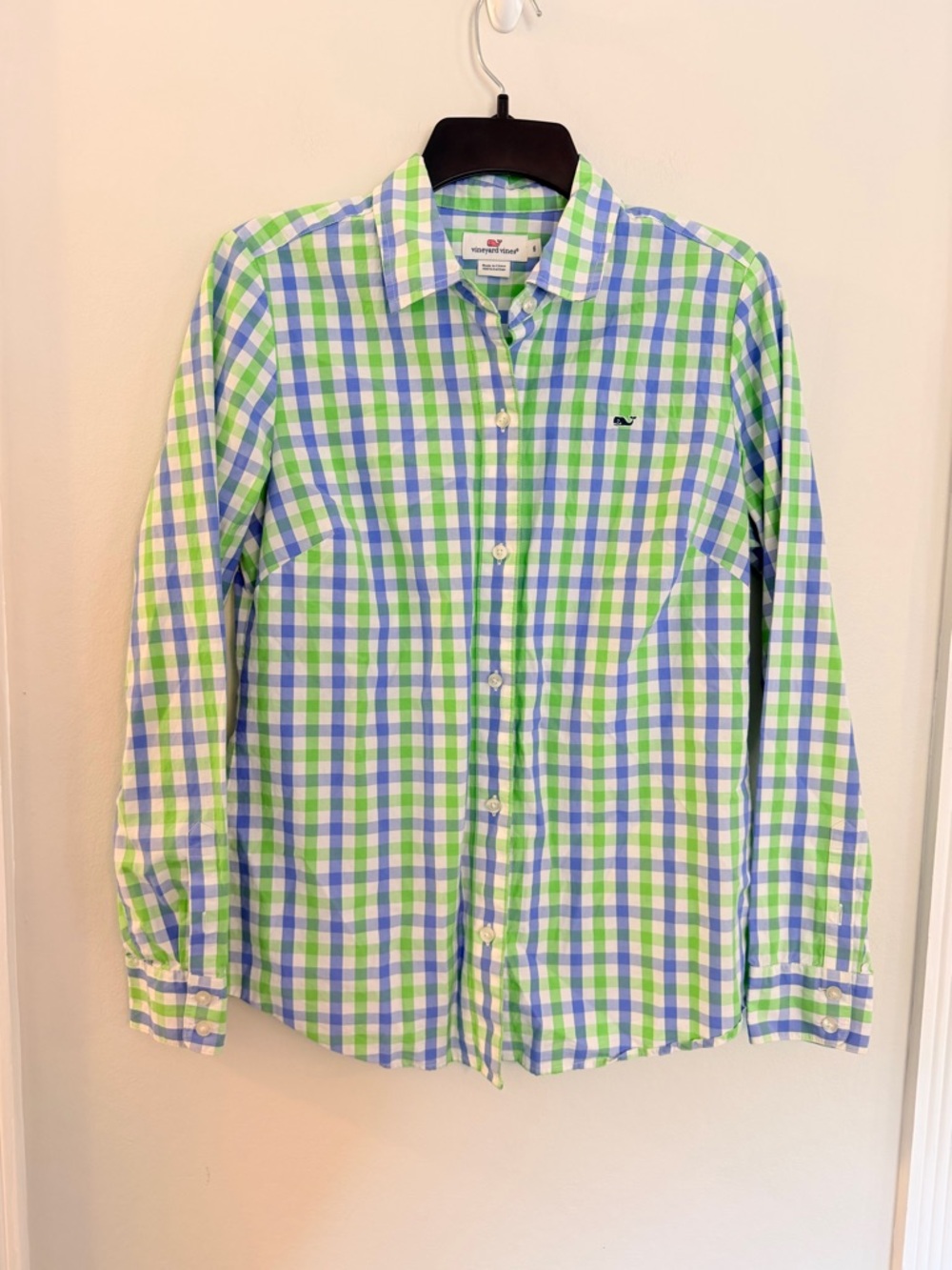 Vineyard Vines Blue & Green Plaid Cotton Button-Down Shirt